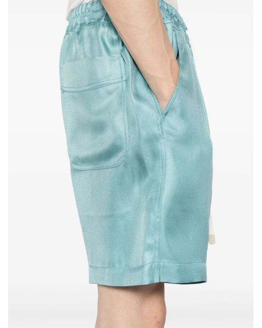 メンズ Tom Ford プリーツ シルクショートパンツ Blue