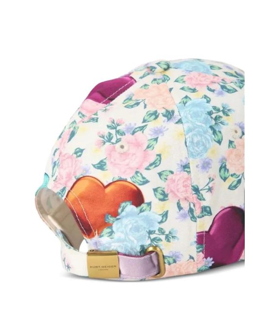 Kurt Geiger Gray Floral-Patterned Baseball Cap