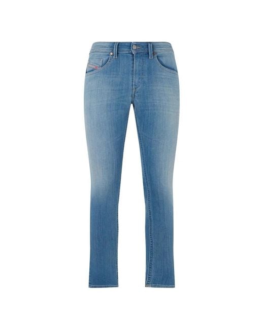 DIESEL Blue Faded Straight-Leg Jeans for men