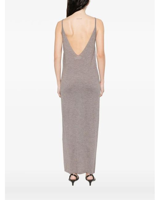 Lisa Yang Gray Albina V-Neck Midi Dress