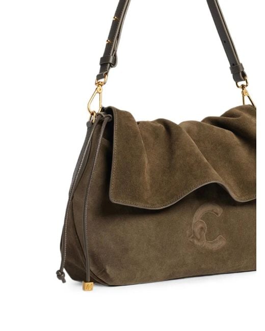 Coccinelle Brown Lidia Suede Foldover Shoulder Bag