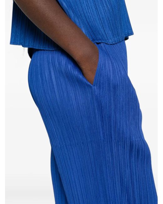 Pleats Please Issey Miyake Blue Pleated Cropped Trousers