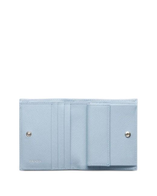 Prada Blue Small Triangle-Logo Leather Wallet