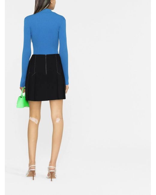 Courreges Blue Logo-Embroidered Roll-Neck Jumper