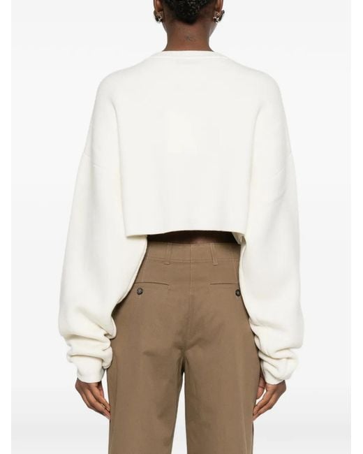 Totême White Wool Cropped Cardigan