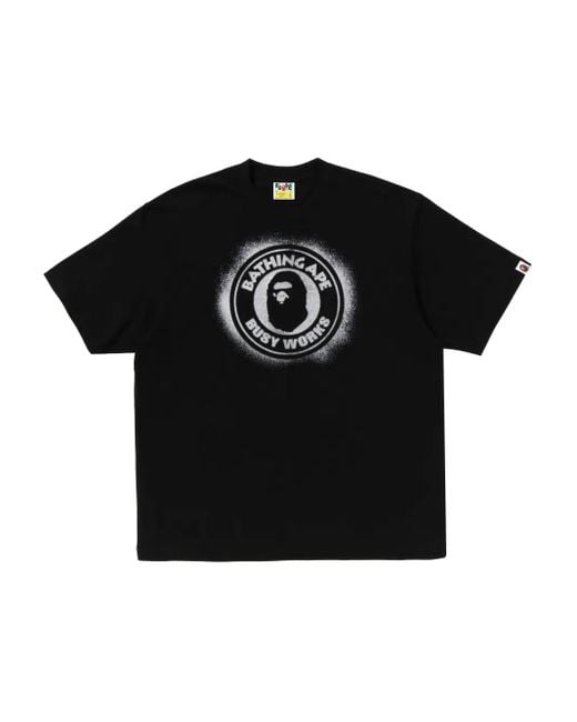 A Bathing Ape Black Graphic-Logo T-Shirt for men