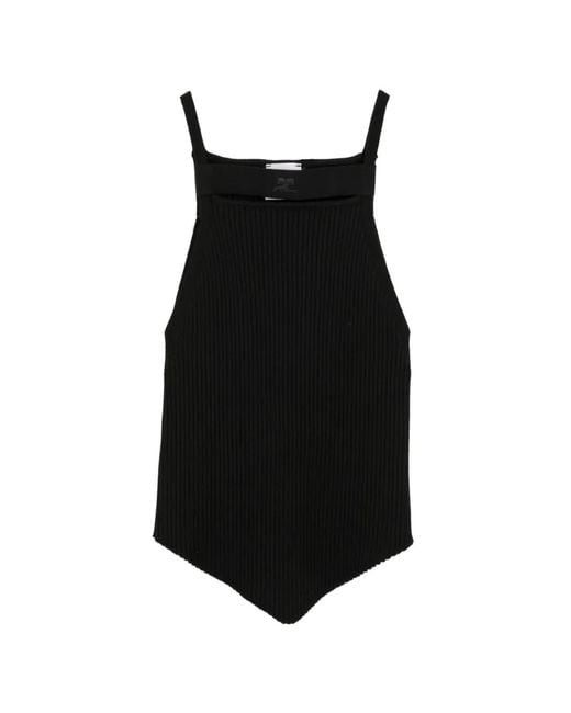 Courreges Black Ribbed-Knit Vest Top