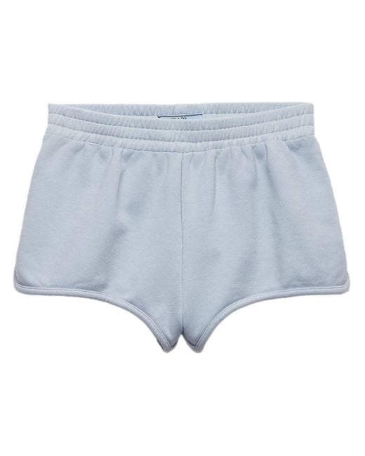 Prada Blue Triangle-patch Jersey Mini Shorts