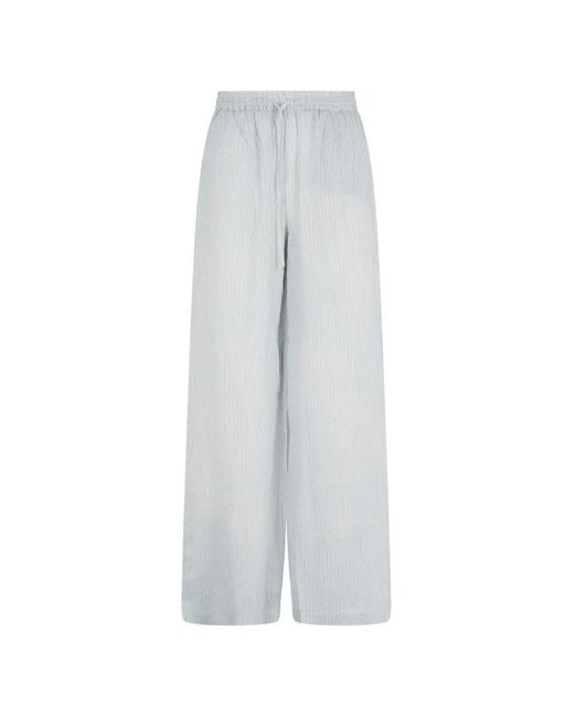 Roberto Collina White Striped Drawstring Palazzo Pants