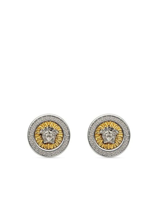 Versace Metallic Icon Crystal-embellished Stud Earrings for men