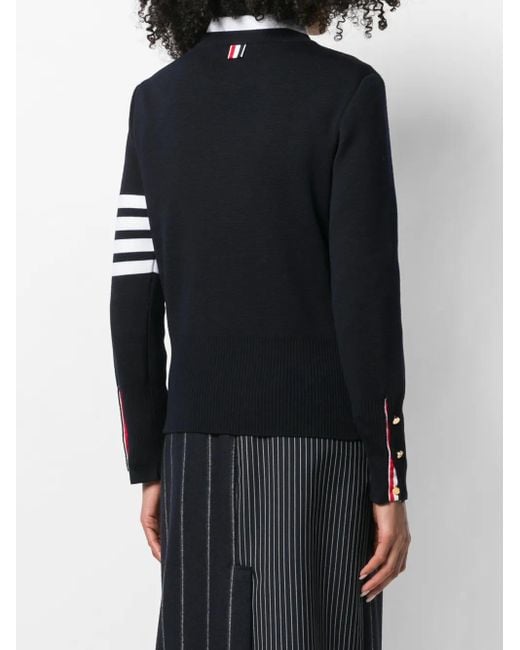 Thom Browne Black Milan Stitch Classic Crew Neck Pullover With 4 Bars