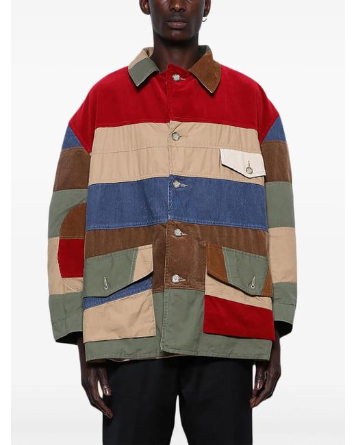 SAINT Mxxxxxx Red Patchwork-Design Shirt Jacket for men