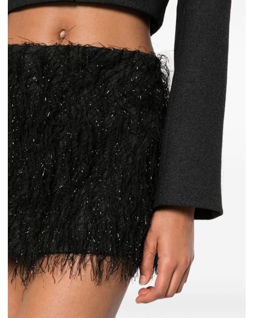 Amen Black Fringed Lurex Miniskirt