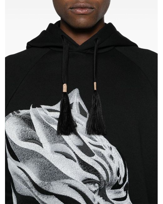 Emporio Armani Black Panther-print Cotton Hoodie for men