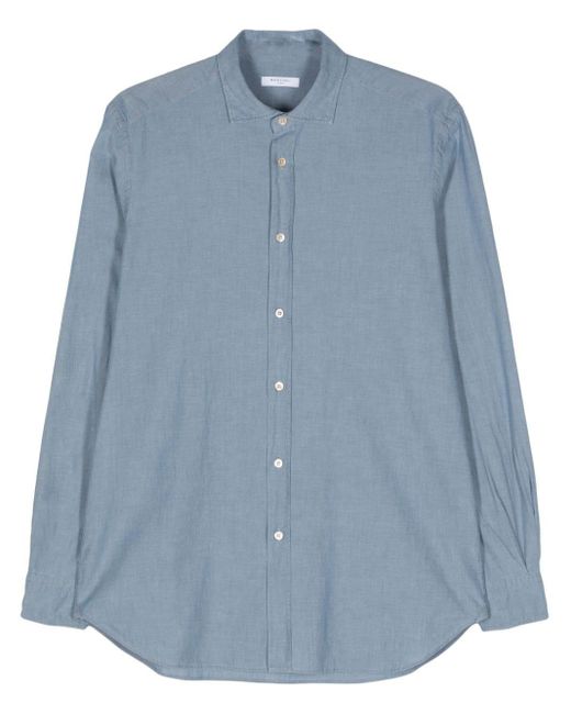 Boglioli Blue Slub-texture Cotton Shirt for men