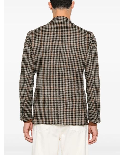 Tagliatore Gray Gingham-Check Blazer for men