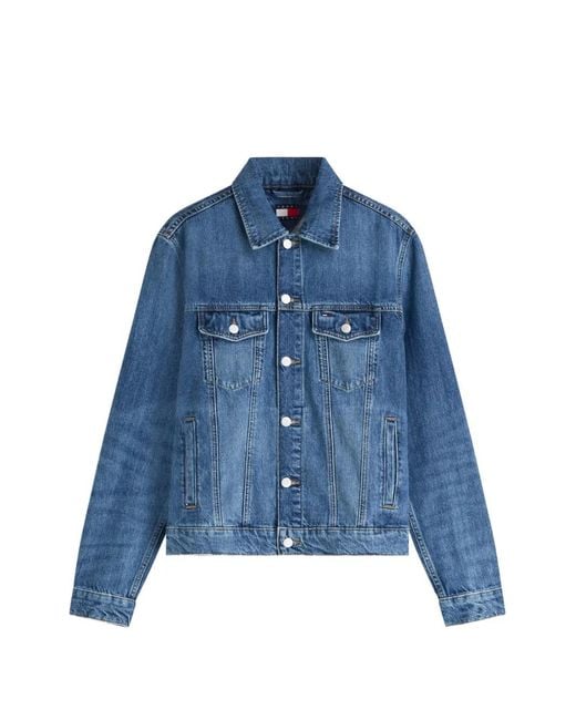 Tommy Hilfiger Blue Ryan Logo-Patch Denim Jacket for men
