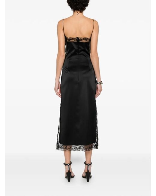 Ermanno Scervino Black Lace-Trim Midi Dress