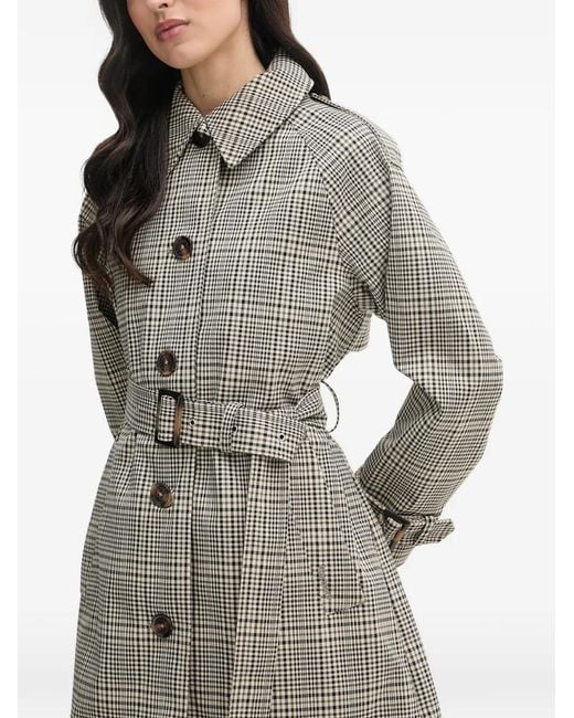 Barbour White Maia Check-Pattern Trench Coat