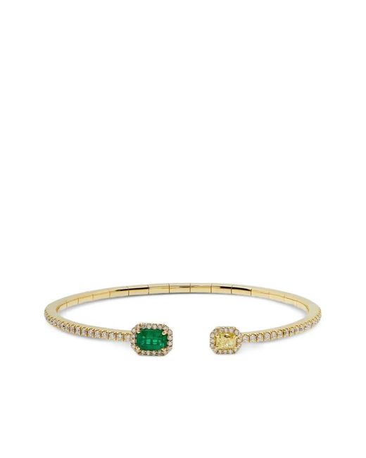 Jewels Aficionado White 18K Diamond And Emerald Bangle Bracelet