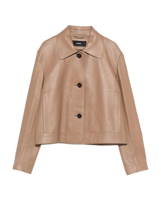 Arma Natural Emy Collar Leather Jacket