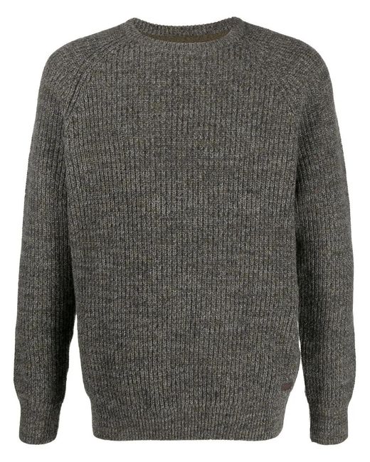 Barbour Gray Ribbed-Knit Long-Sleeve Jumper for men