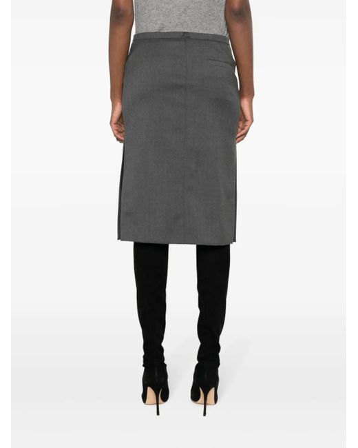 Courreges Gray Logo-Patch Straight Skirt