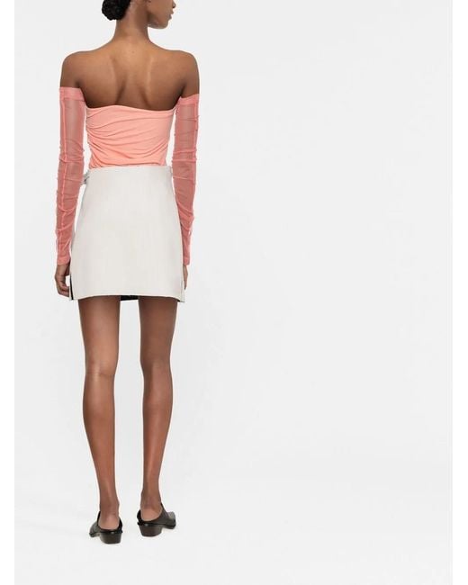 Helmut Lang Pink Sheer Off-The-Shoulder Top