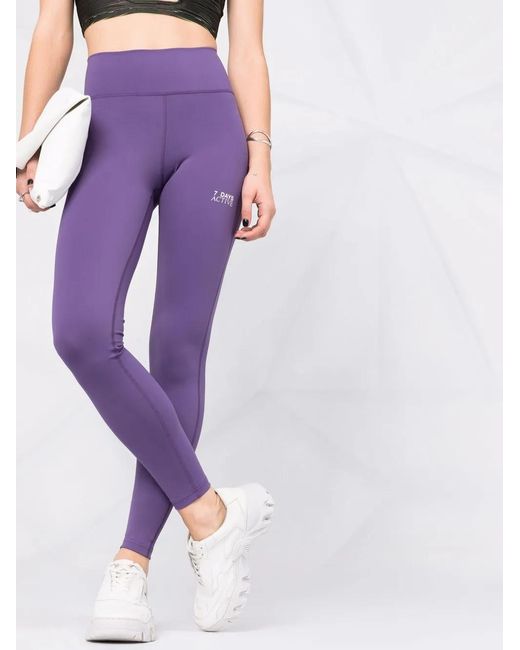7 DAYS ACTIVE Purple Logo-Print Leggings