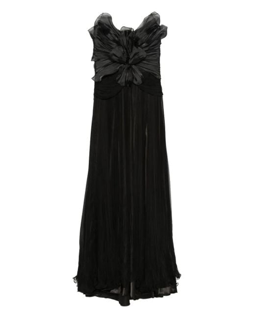 IRIS SERBAN Black Neckholder-Kleid Mit Spitzenkragen
