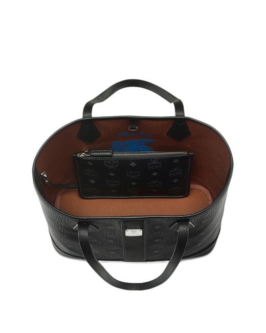 MCM Black Small Logo-Print Tote Bag