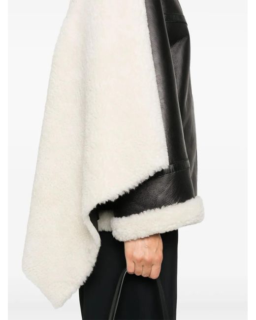 ALAINPAUL Black Shearling-Cape Jacket