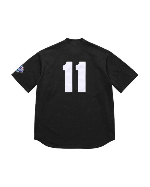 Supreme Black Logo Henley Top for men