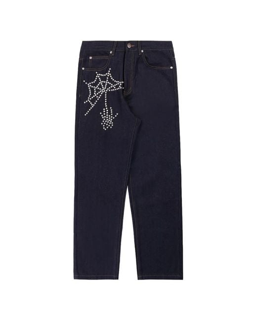Boredom Kills Blue Spider Stud-Embellished Jeans for men