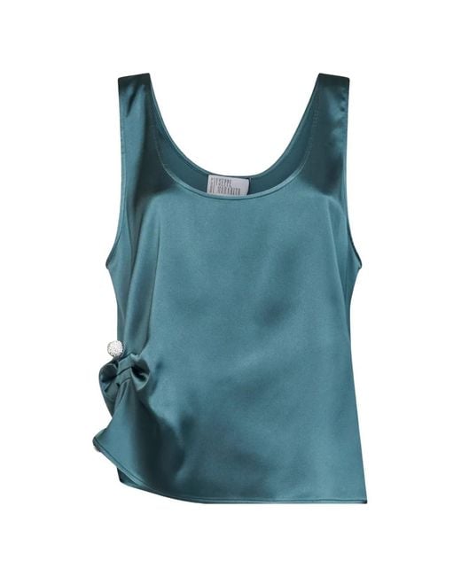GIUSEPPE DI MORABITO Blue Crystal-Embellished Draped Top