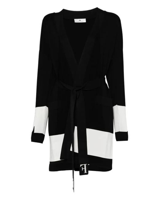 Elisabetta Franchi ストライプパネル カーディガン Black