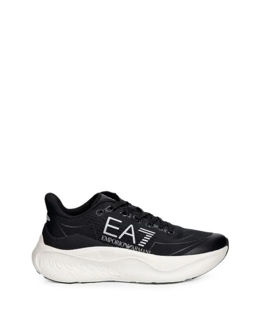 EA7 Black Logo-Print Chunky-Sole Sneakers for men