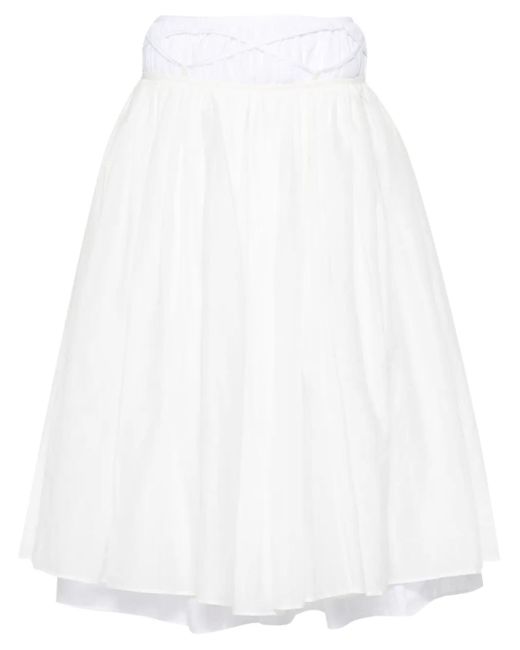 Quira Gelaagde Katoenen Midi-Rok in het White