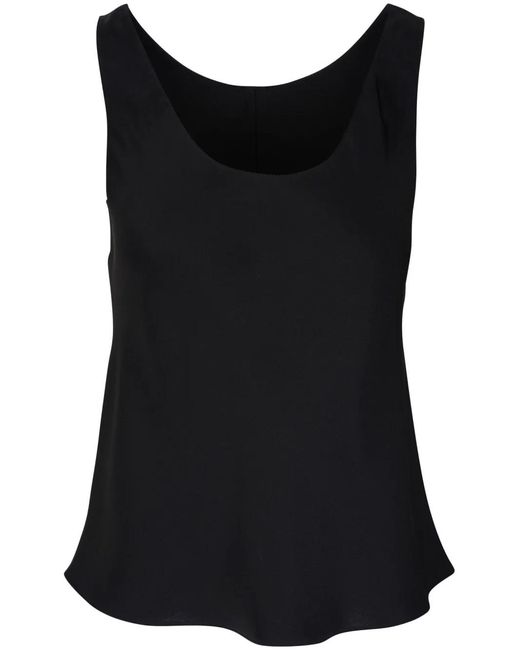 Peter Cohen Black Scoop-Neck Silk Vest Top