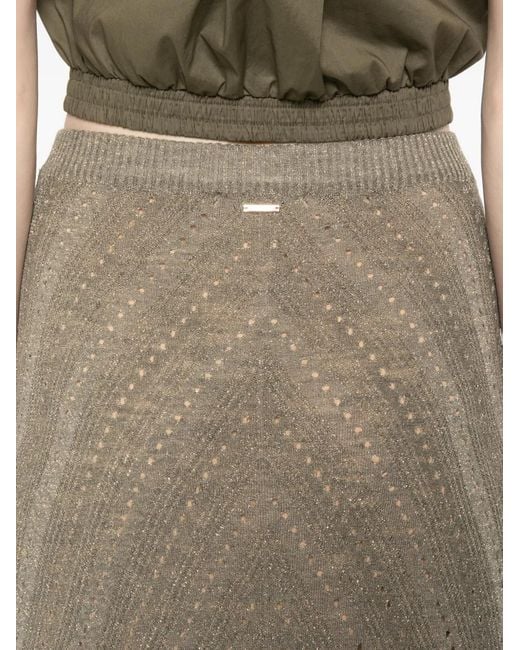 Twinset Gray Patterned Midi Skirt