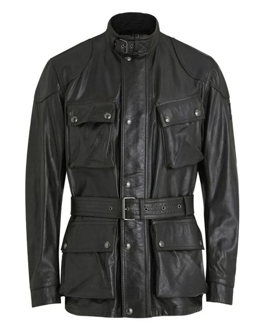 Belstaff Black Trialmaster Leather Jacket for men
