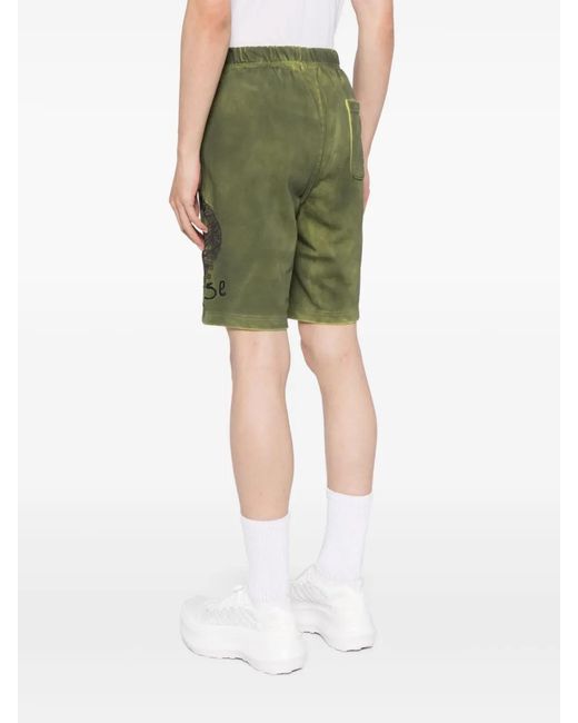 Aape By A Bathing Ape Green Logo-Embroidered Track Shorts for men