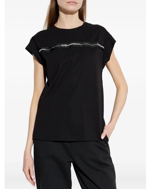 EA7 Black Crew Neck Top