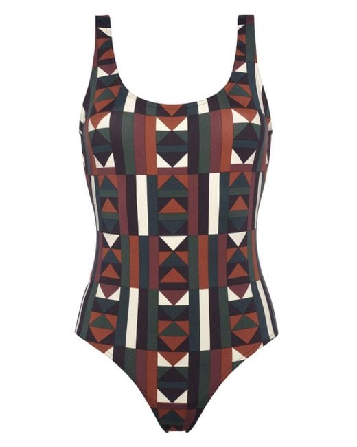 Eres Brown Structure Graphic-print Swimsuit