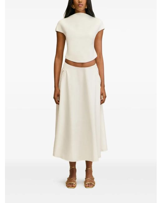 Cult Gaia Natural Ely A-Line Midi Skirt
