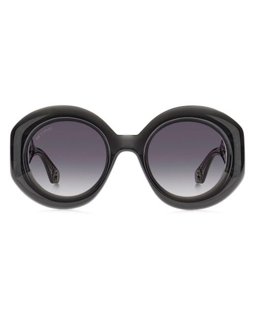 Etro Black Paisley Round-frame Sunglasses