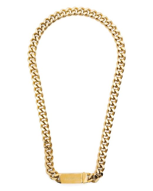 DSquared² Metallic Logo Plaque Chain-link Necklace for men