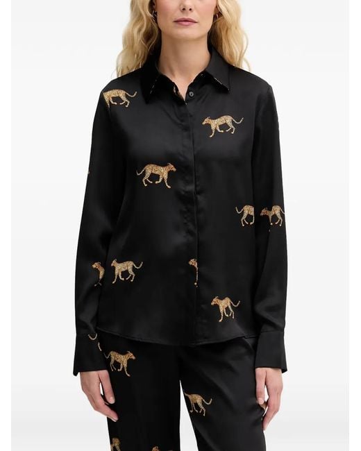 Lola Casademunt Black Leopard-Print Shirt