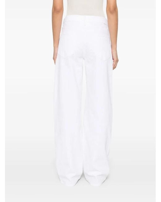 Mother White The Dodger Sneak High-Waisted Straight Leg Jeans