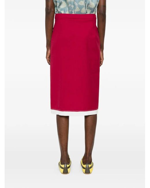 Marni Red Split-Hem Midi Skirt